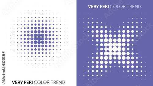 Set of Two Trendy Very Peri Color Halftone, Halftone Dot Pattern. Color of the year 2022..