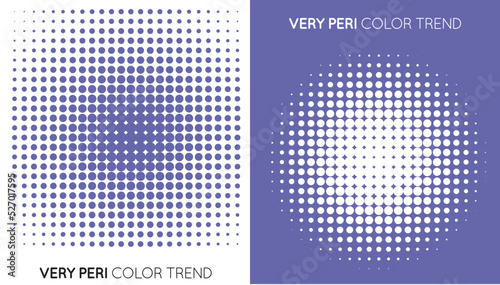 Set of Two Trendy Very Peri Color Halftone, Halftone Dot Pattern. Color of the year 2022..