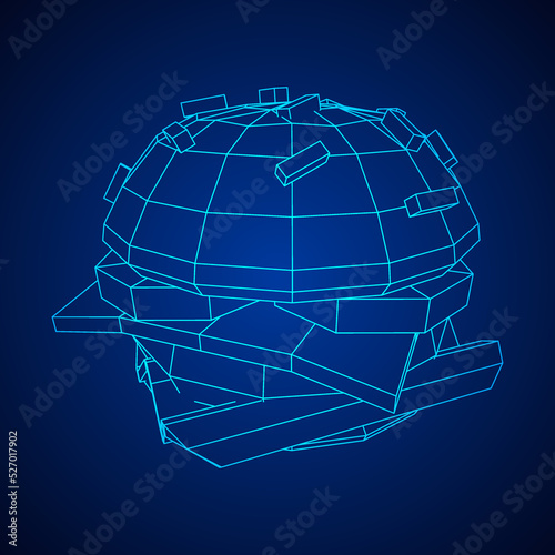 Hamburger or cheeseburger wireframe low poly mesh