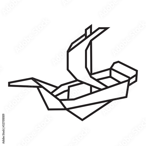 pinisi ship origami illustration design. line art geometric for icon, logo, design element, etc photo