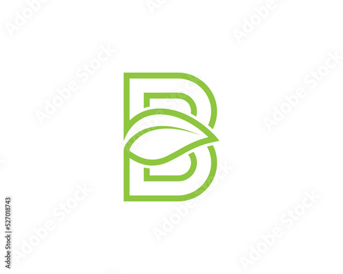 Initial Letter B Leaf Logo Concept sign icon symbol Design. Natural Products, Cosmetics, Ecology, health Care, spa, Herbal Logotype. Vector illustration template