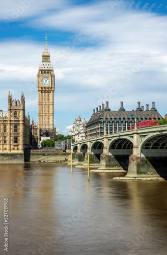 Westminster bridge with Big Ben and the Thames river, in London, UK