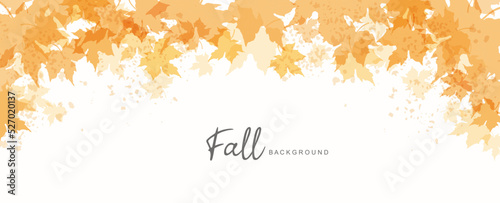 Fall background.  Autumn frame with watercolor yellow maple leaves. Thanksgiving and Harvest Day. Vector illustration