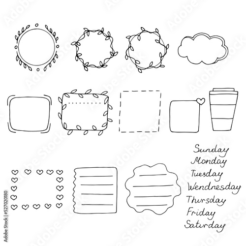 A set of hand drawn elements for the scheduler vector illustration, doodles