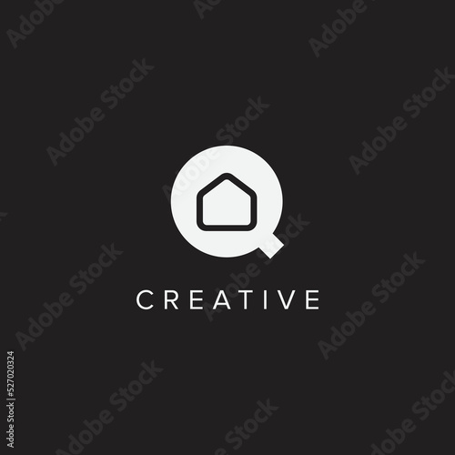 Abstract letter Q house logo design vector element