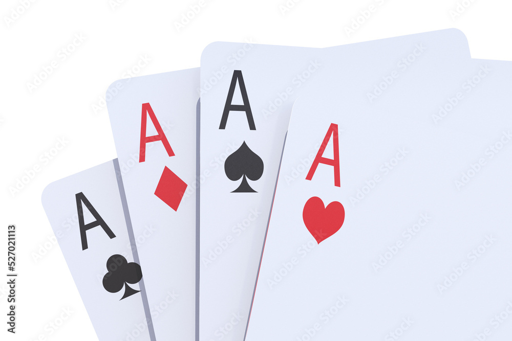 Four Poker Cards Closeup 3D Render PNG Illustration with Transparent Background. Four Poker Cards Closeup 3D Render PNG Illustration with Transparent Background.