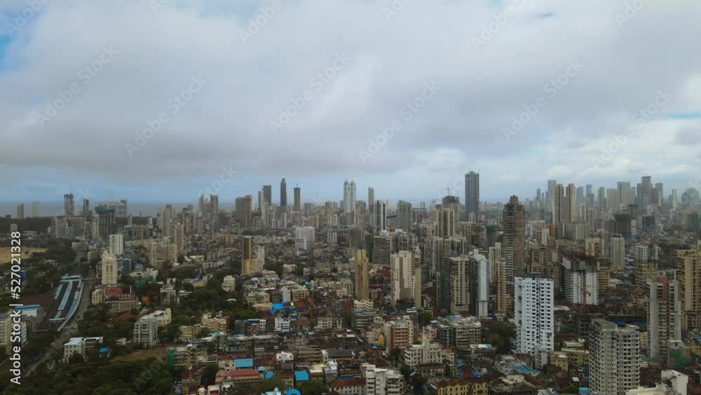 Drone shot of a City with tall buildings - Mumbai Drone shot of a City with tall buildings - Mumbai