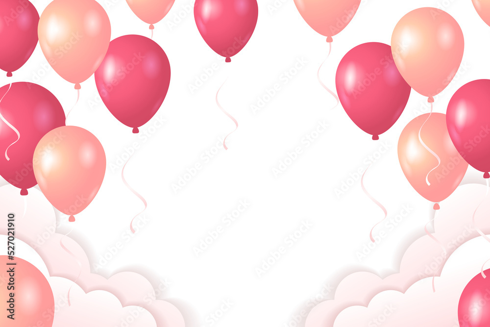 Confetti And luxury Balloon Birthday Celebration border