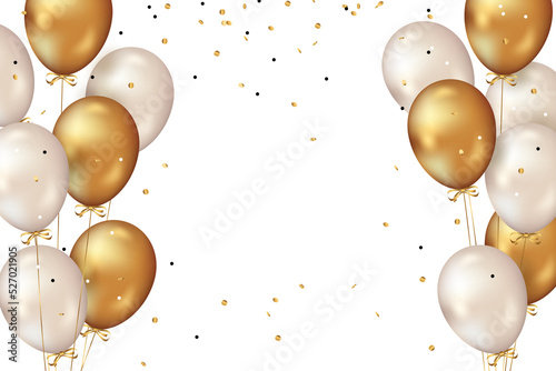Confetti And luxury gold Balloon Birthday Celebration border photo