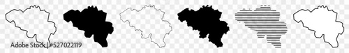 Belgium Map Black | Belgian Border | State Country | Transparent Isolated | Variations