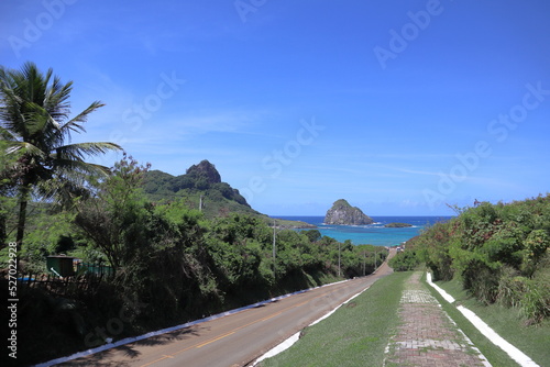 BR-363 road. stretch of road on arrival at Sueste beach, at Fernando de Noronha, Brazil. photo