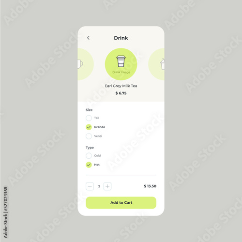 Order menu and delivery mobile application design