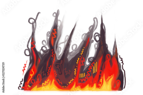 Slika na platnu Fire flame scribble design with graffiti