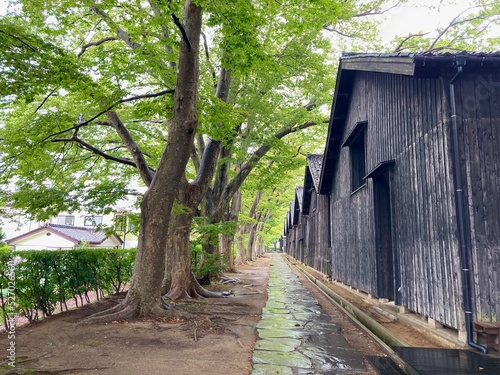 Wooden warehouses in Sakata, Japan