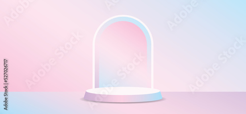 trendy sweet pastel gradient arch product display 3d illustration vector for putting object 