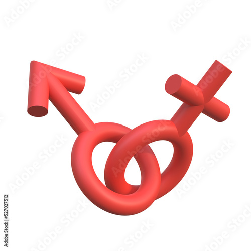 Gender signs. 3D gender icon.