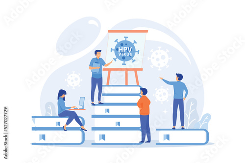 Infection prevention and treatment learning. HPV education programs, human papillomavirus education course, HPV online consultation conceptflat vector modern illustration