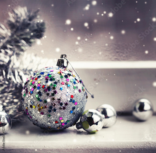 christmasholidays background with festive decorations photo