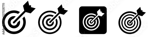 Target and arrow  icons on white background. Vector illustration image. Target aim symbol.