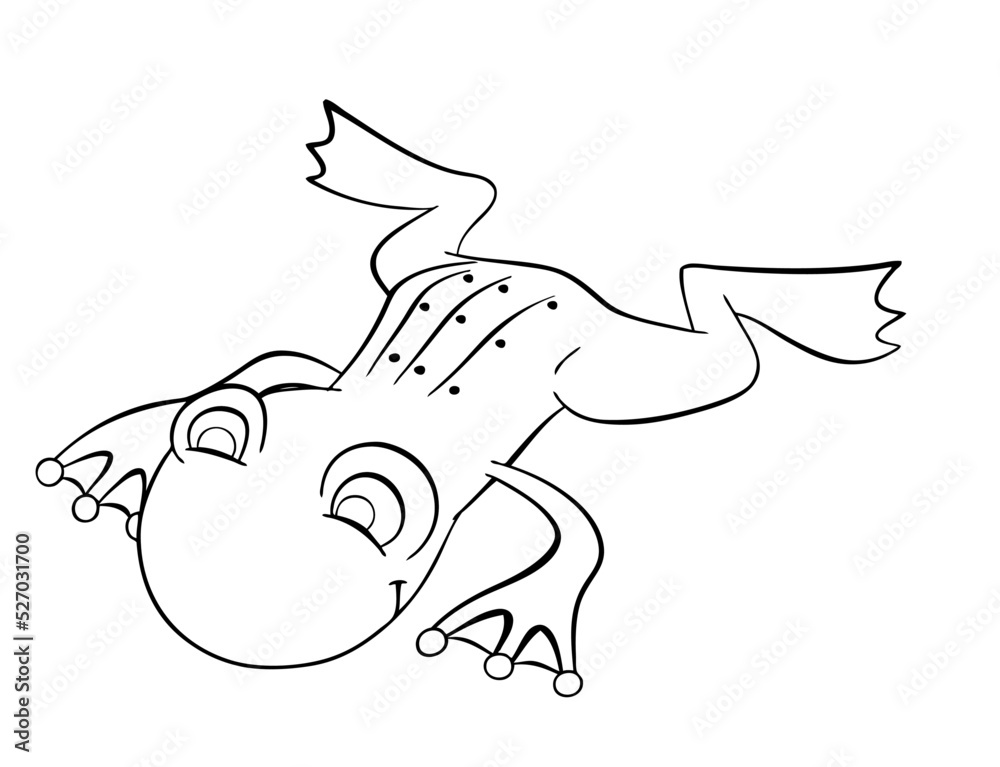 Swimming frog. Element for coloring page. Cartoon style. Stock Vector ...