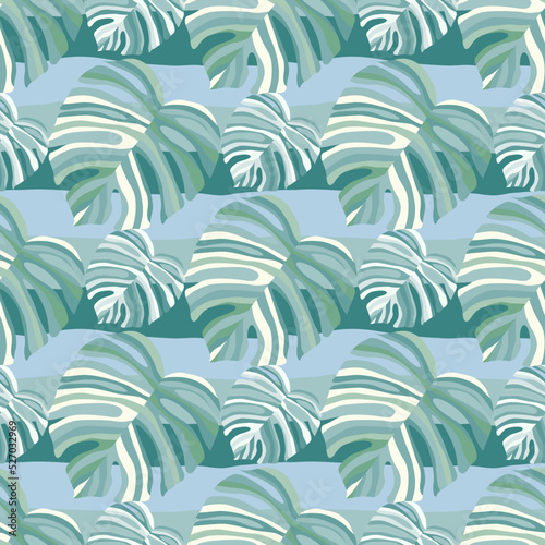 Monstera leaf tropical seamless pattern. palm leaves endless background. Botanical wallpaper.