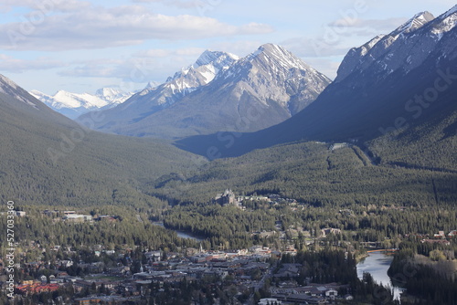 Beautiful view of Banff town with Mount Rundle, from Banff Viewpoint