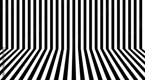 Abstract black and white color stripe background. Room interior vintage with black and white wall and floor line design. Stripe room. Vector illustration.