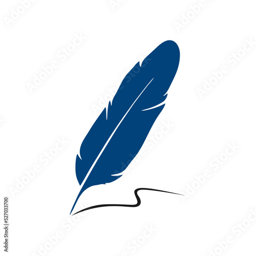 Quill feather Pen art incorporated with graphic element, Logo design concept for writer, author or lawyer