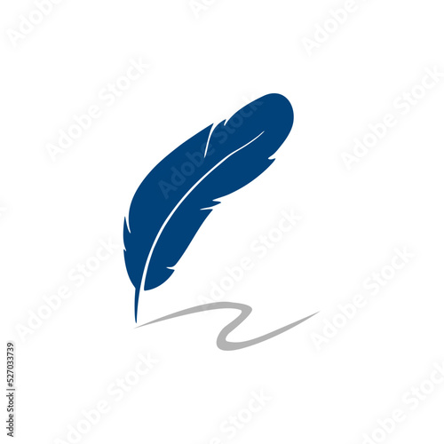 Quill feather Pen art incorporated with graphic element, Logo design concept for writer, author or lawyer