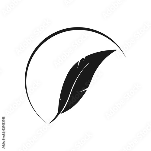 Quill feather Pen art incorporated with graphic element, Logo design concept for writer, author or lawyer