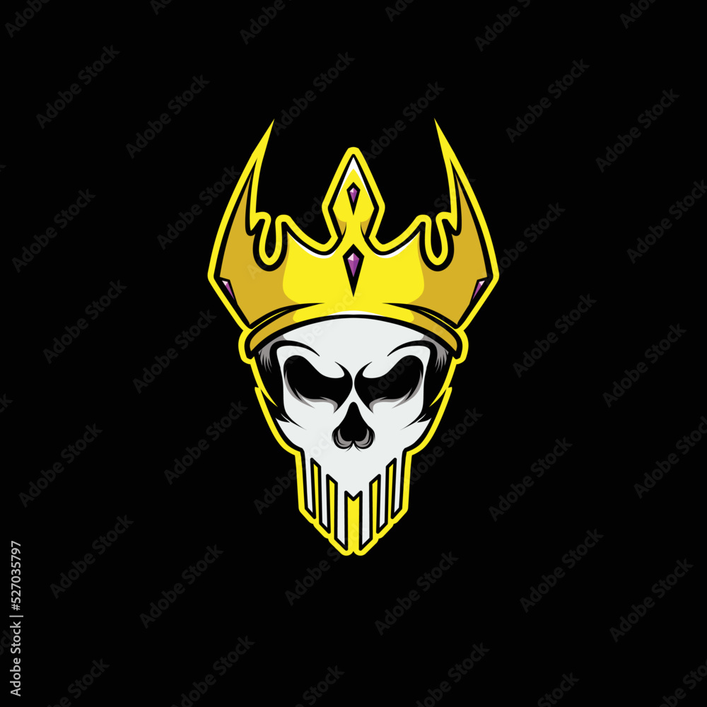 Human Head Skull King with Gold Crown and Emeral Logo Deigns Template ...