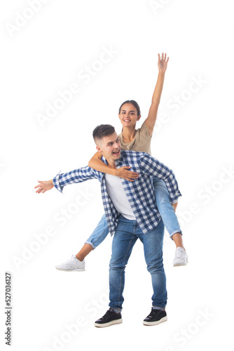 Laughing teen playful couple