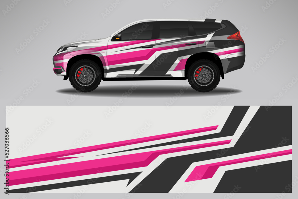 Car decal wrap livery design. Graphic abstract line racing background Vector design for vehicle, race car, rally, adventure livery camouflage.