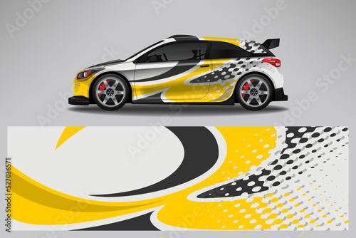 Fototapeta Naklejka Na Ścianę i Meble -  Car decal wrap livery design. Graphic abstract line racing background Vector design for vehicle, race car, rally, adventure livery camouflage.
