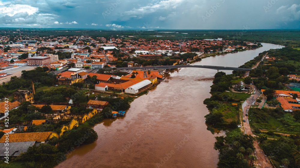 Paisagem Rio Parnaíba Fluvial Piauí Porto Barcas Museu Mar Ruínas Antigo Natureza Água Cidade Piauiense Campo Árvore Drone Aérea Verde Azul Aquicultura Agricultura Viagem Turismo Brasil