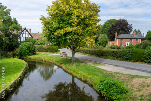 canal in the village, eardisland, uk, herefordshire