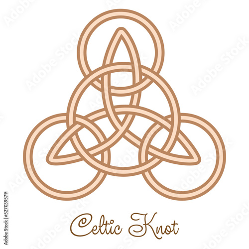 Celtic Trinity Knot. Pendant. Beige trendy, design with runes