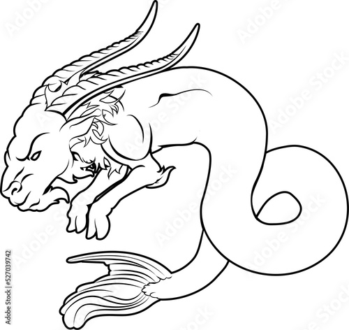 Stylised sea goat illustration