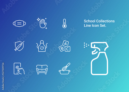 Minimal School Safe Collections Line Icon Set on Background - Pixel perfect