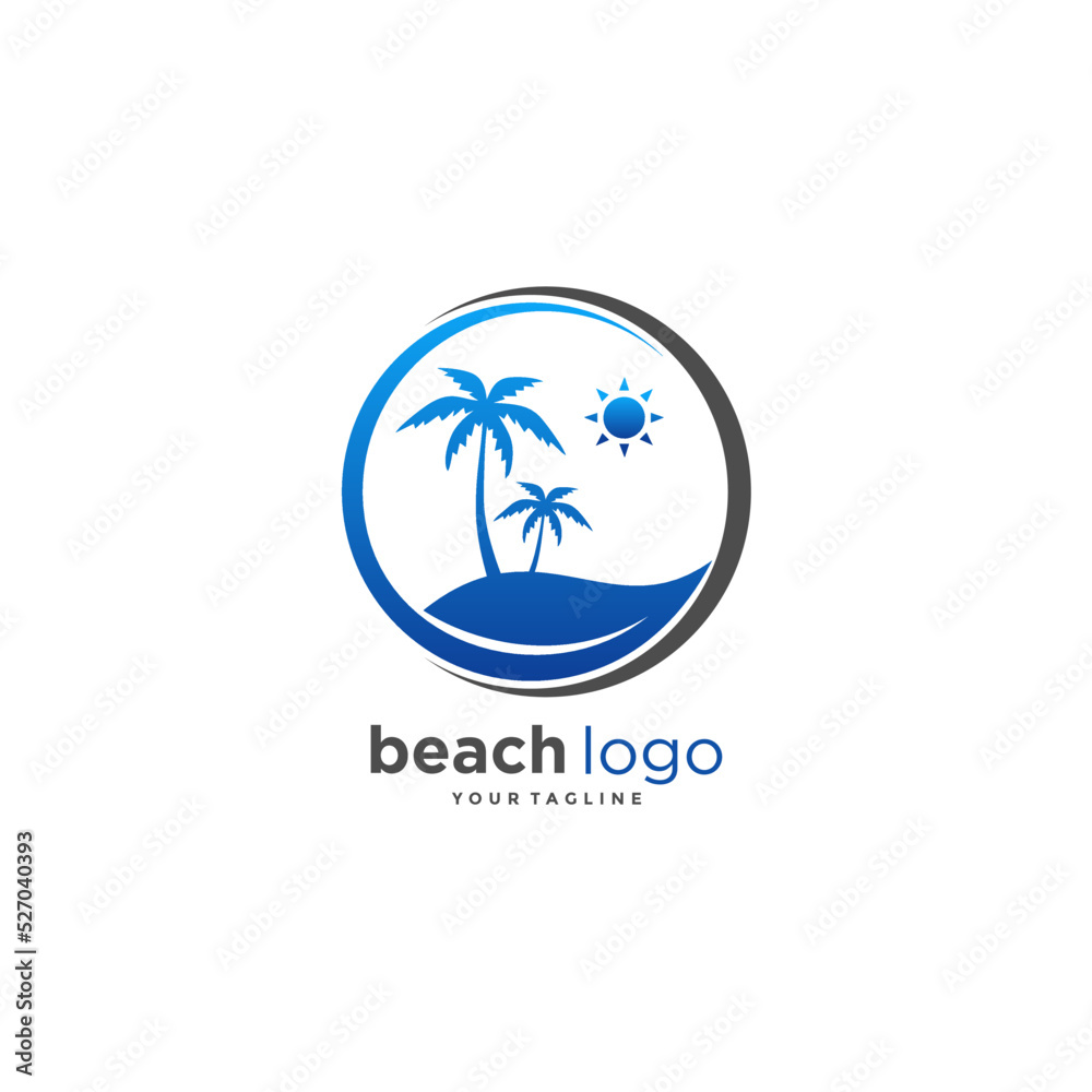Beach Tourism Eco Logo Vector Design