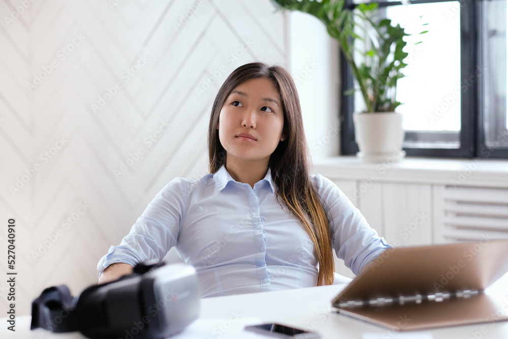 Post-Office Serenity: A Young Asian Woman Captured in Different Poses during a Relaxing Photoshoot Post-Office Serenity: A Young Asian Woman Captured in Different Poses during a Relaxing Photoshoot
