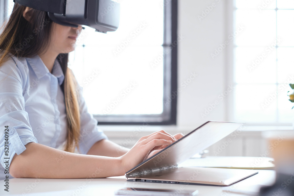 Fototapeta premium Post-Office Serenity: A Young Asian Woman Captured in Different Poses during a Relaxing Photoshoot