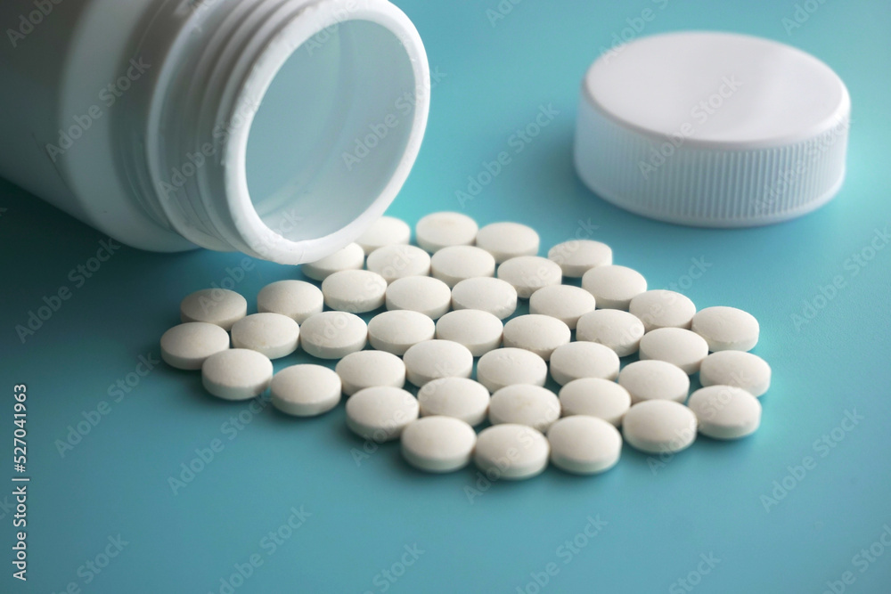veterinary medicine, animal drug on blue background
