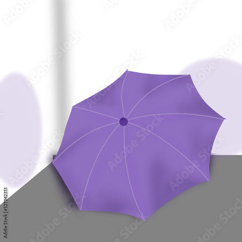 Purple umbrella in studio