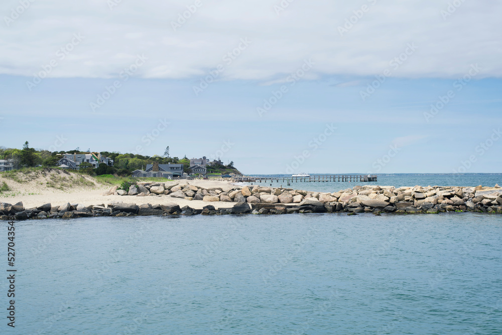 oak bluffs massachusetts jetty and waterfront