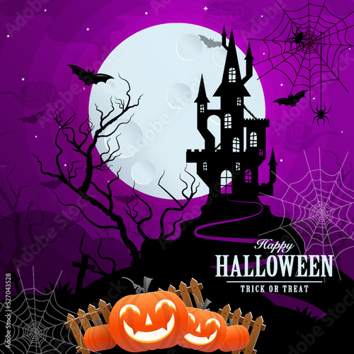 Happy halloween background template with pumpkin
