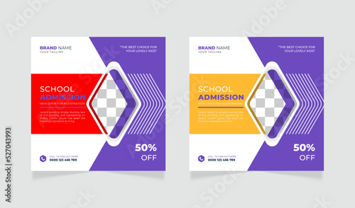 School admission social media or instagram post design template 
