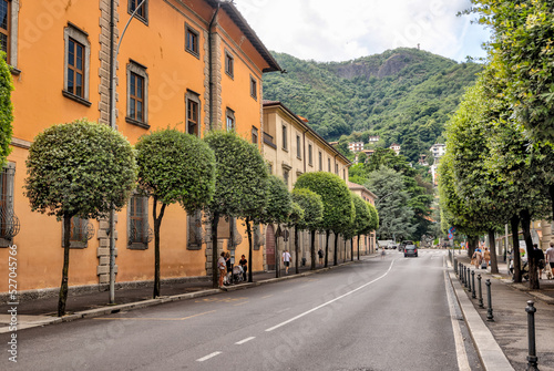 Lake Como  Italy - July 4  2022  Idyllic scenery and architecture on the streets and pathways around Lake Como  Italy