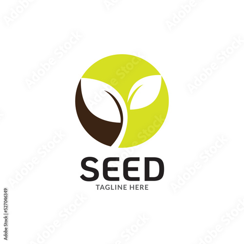 Growing seed logo design template. Fit for wheat farm, natural harvest, agronomy, rural country farming field