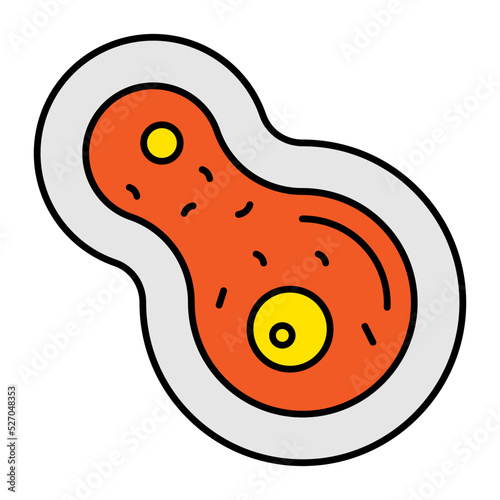Cell Division Concept, Bacterial binary fission vector color icon design, Biochemistry symbol, Biotechnology and Biochemical Sign, Science and engineering stock illustration